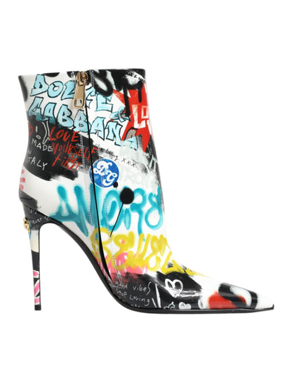 Dolce &amp; Gabbana – Keira – Stiefel mit halbhohem Schaft und mehrfarbigem Graffiti