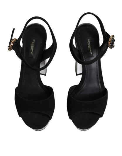 Dolce &amp; Gabbana Schwarze verspiegelte Plateausandalen