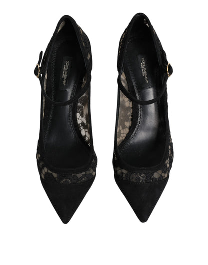 Dolce &amp; Gabbana – Schwarze Mary-Jane-Pumps „Taormina“ aus Spitze