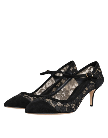 Dolce &amp; Gabbana – Schwarze Mary-Jane-Pumps „Taormina“ aus Spitze