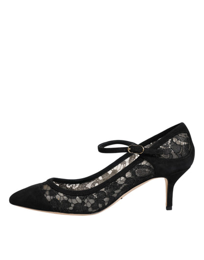 Dolce &amp; Gabbana – Schwarze Mary-Jane-Pumps „Taormina“ aus Spitze