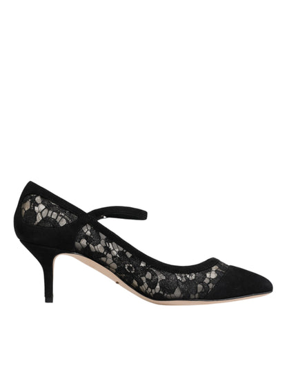 Dolce &amp; Gabbana – Schwarze Mary-Jane-Pumps „Taormina“ aus Spitze