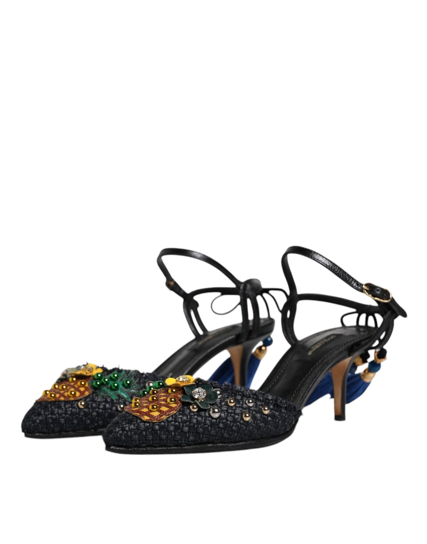 Dolce &amp; Gabbana Schwarze Ananas Bellucci Heels Sandalen Schuhe