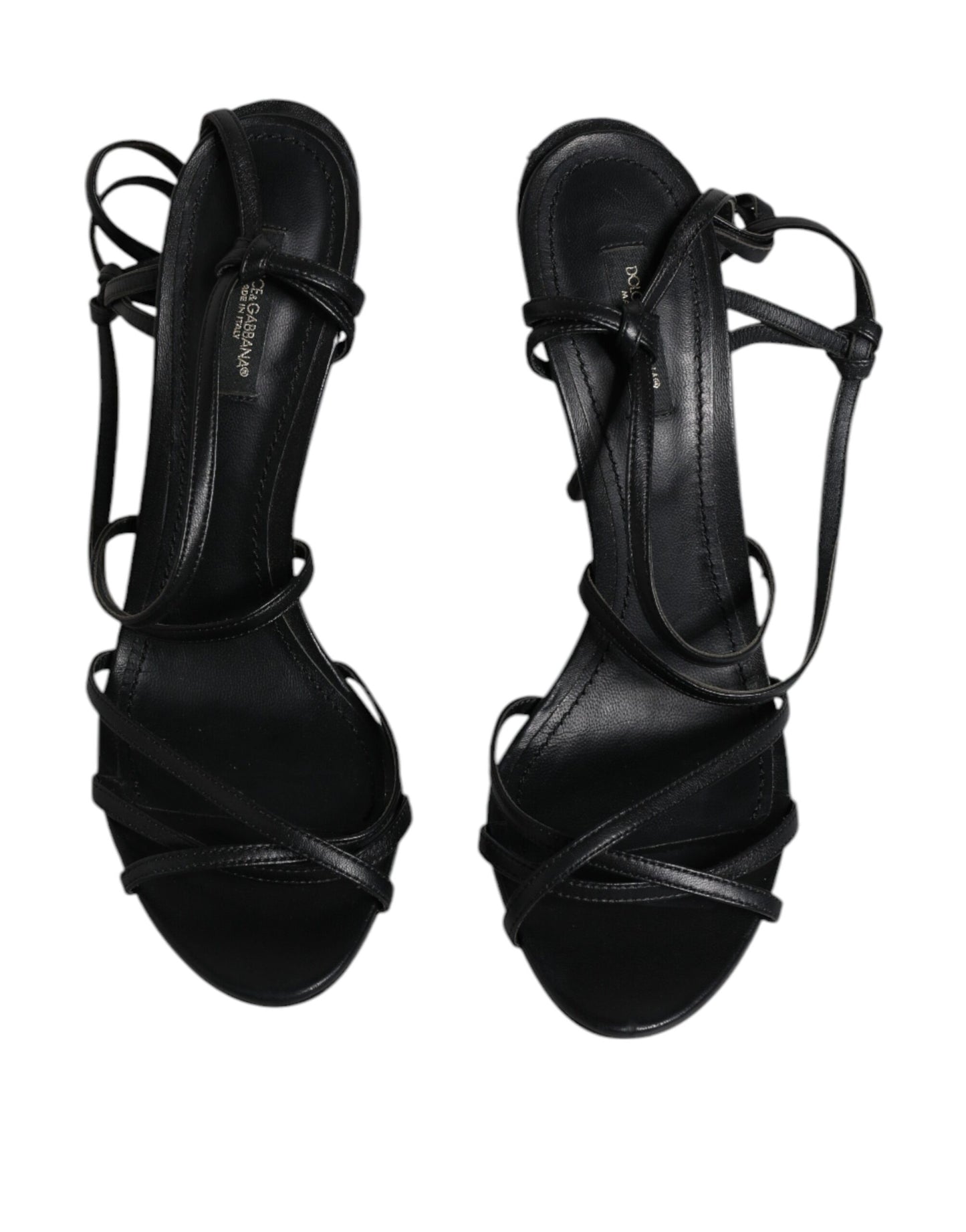 Dolce &amp; Gabbana Schwarze Leder High Heels Keira Sandalen Schuhe