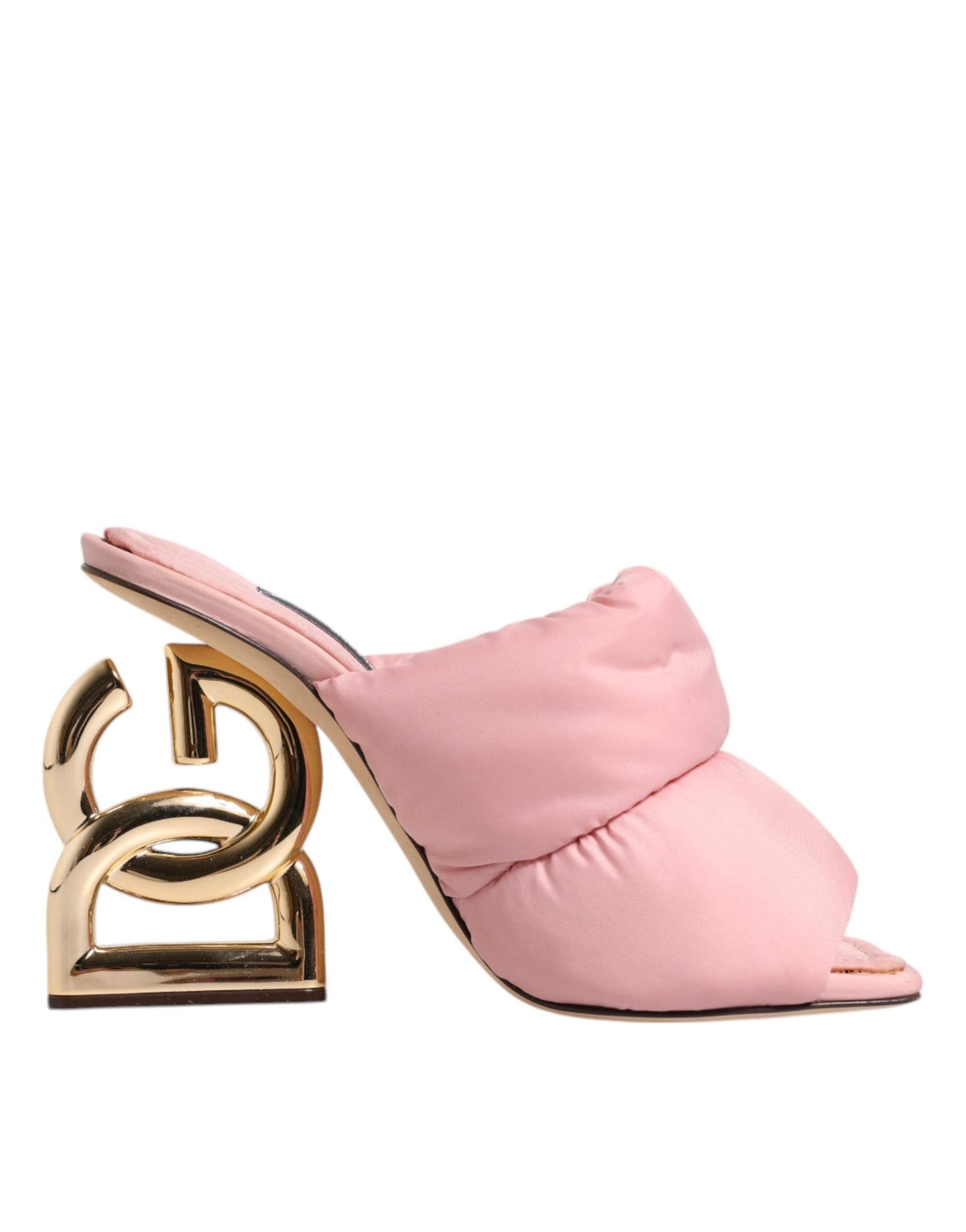 Dolce & Gabbana Pink Quilted DG Heel Slide Sandals Shoes