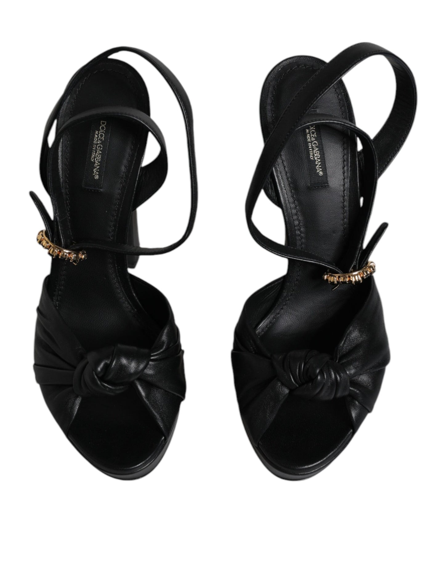 Dolce &amp; Gabbana Schwarze Leder Plateau Sandalen Schuhe