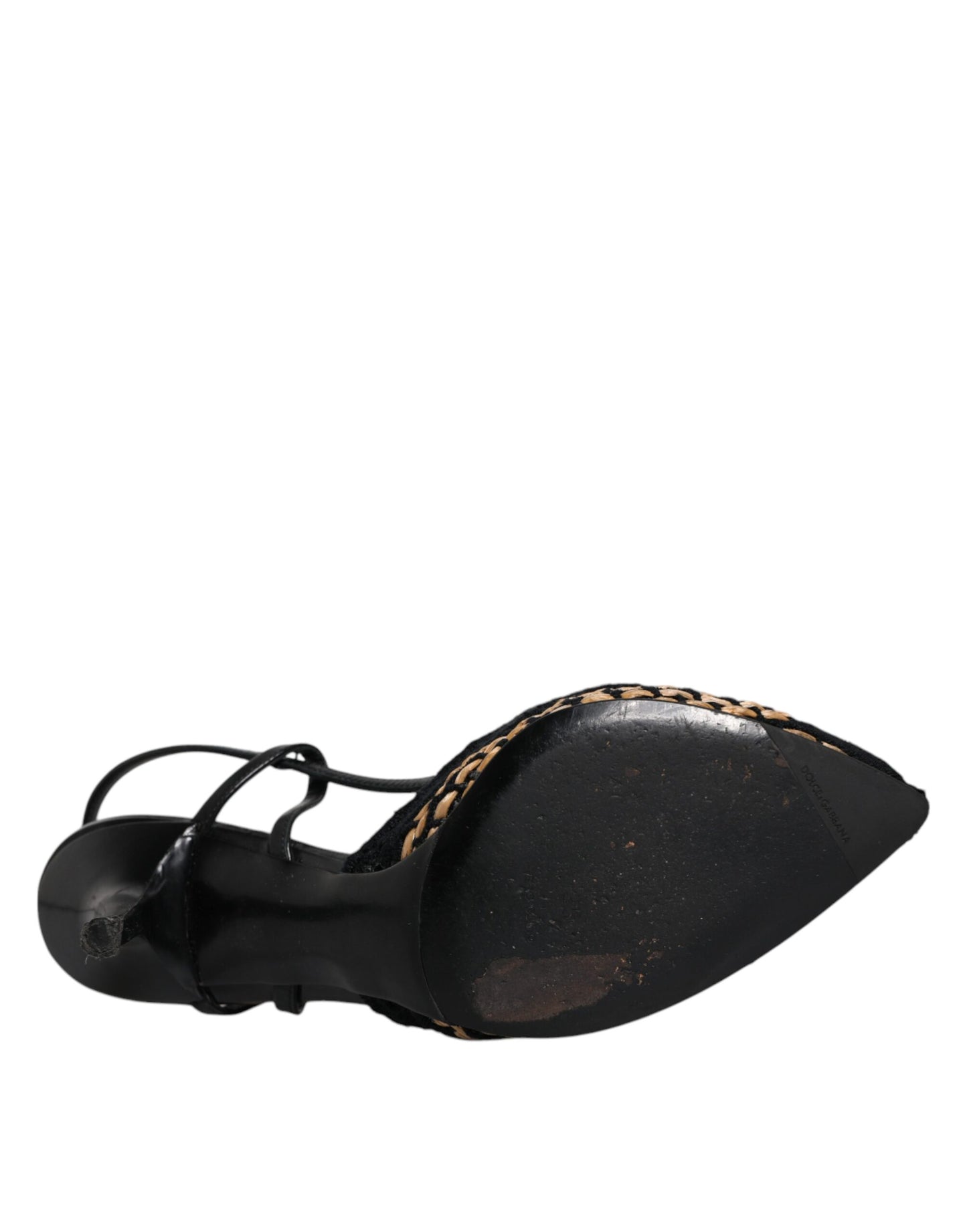 Dolce &amp; Gabbana – Slingback-Schuhe mit hohen Absätzen und Spitze in Schwarz und Braun