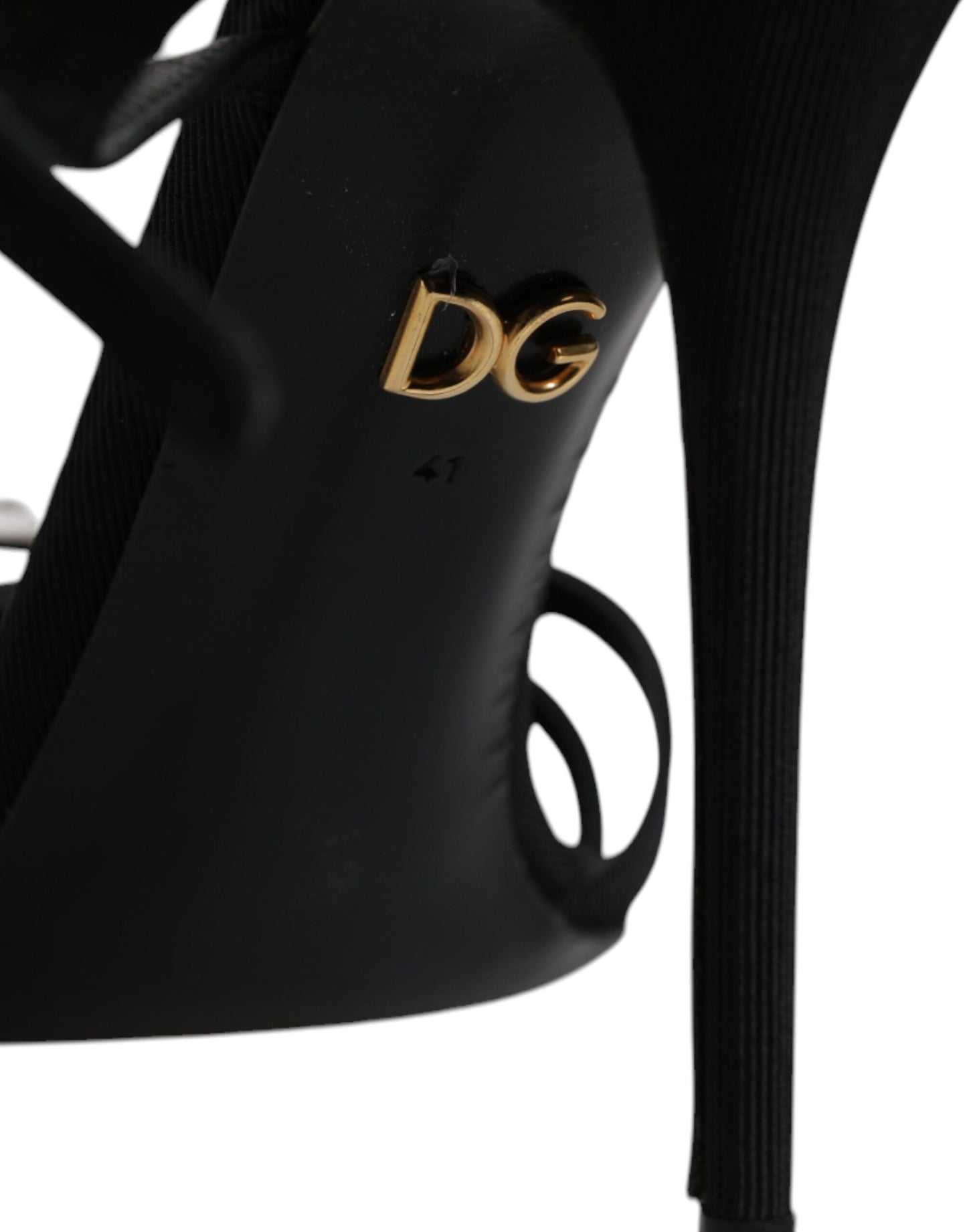 Dolce &amp; Gabbana Schwarze Ledersandalen mit Kristallabsatz