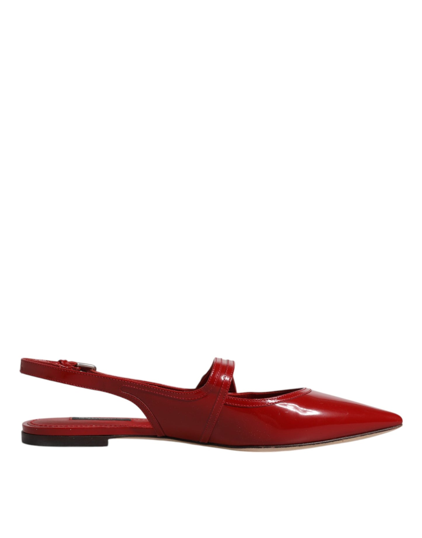 Dolce & Gabbana Red Leather Slingback Flats Sandals Shoes