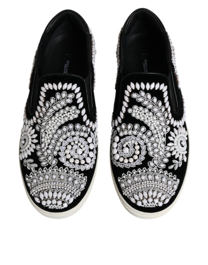 Dolce &amp; Gabbana – London – Schwarze Slipper mit Verzierung für Herren