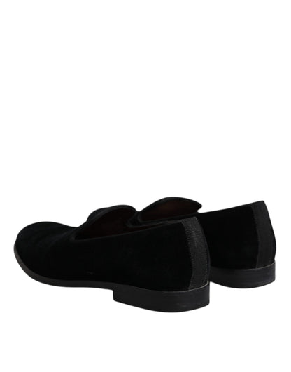 Dolce &amp; Gabbana – Schwarze Loafer aus Samt für formelle Herren