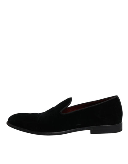 Dolce &amp; Gabbana – Schwarze Loafer aus Samt für formelle Herren