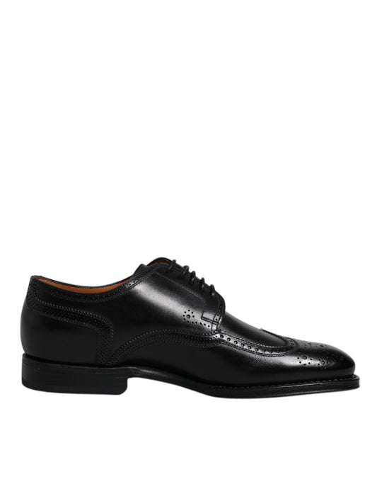 Dolce &amp; Gabbana – Formelle Derby-Schuhe aus schwarzem Leder mit Flügelkappe