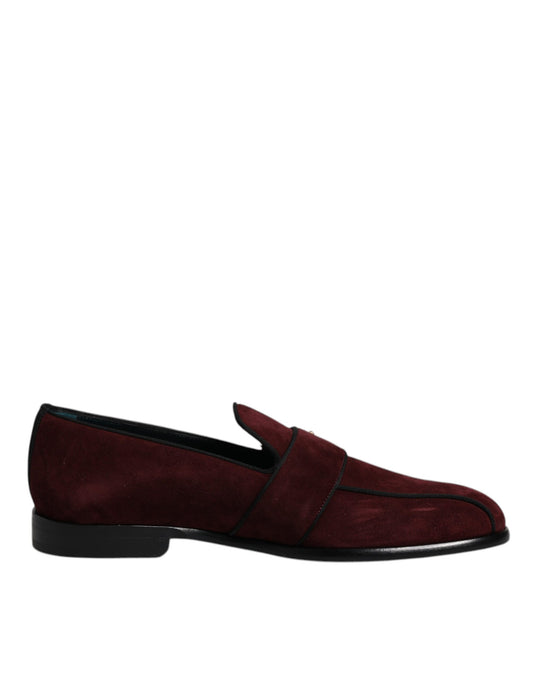 Dolce &amp; Gabbana Bordeaux Wildleder Loafer Formelle Herren Abendschuhe