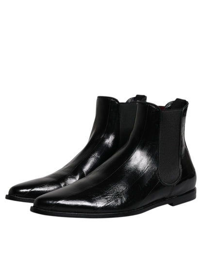 Dolce &amp; Gabbana Chelsea Boots aus schwarzem Leder für Herren