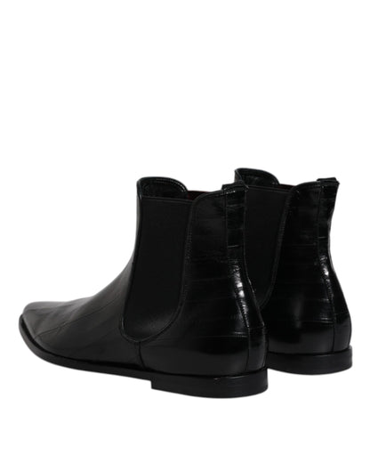 Dolce &amp; Gabbana Chelsea Boots aus schwarzem Leder für Herren