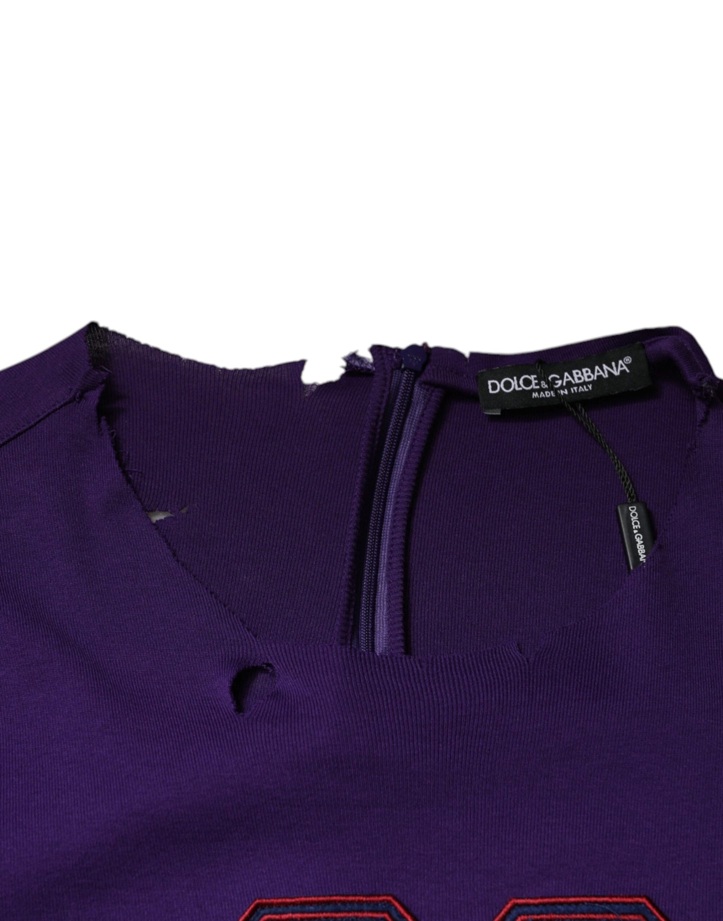 Dolce & Gabbana Purple Cotton Round Neck Pullover Men Sweater