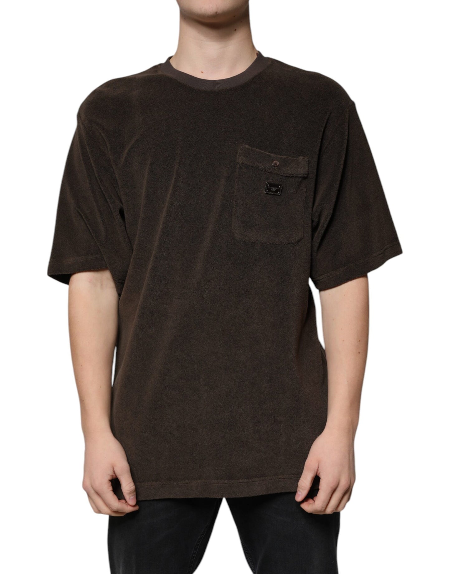 Dolce & Gabbana Brown Cotton Crew Neck Short Sleeves T-shirt