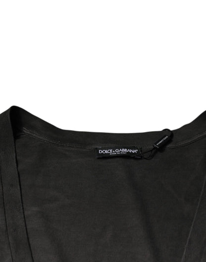 Dolce &amp; Gabbana – Schwarzes T-Shirt aus Baumwolle mit Rundhalsausschnitt und kurzen Ärmeln