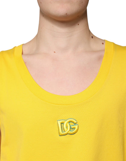 Dolce & Gabbana Yellow Cotton Round Neck Sleeveless T-shirt