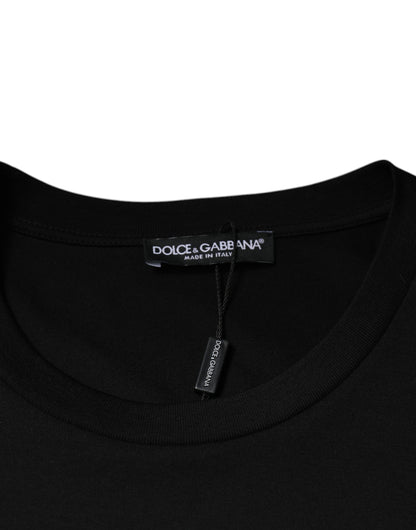 Dolce &amp; Gabbana – Schwarzes T-Shirt aus Baumwolle mit Rundhalsausschnitt und kurzen Ärmeln