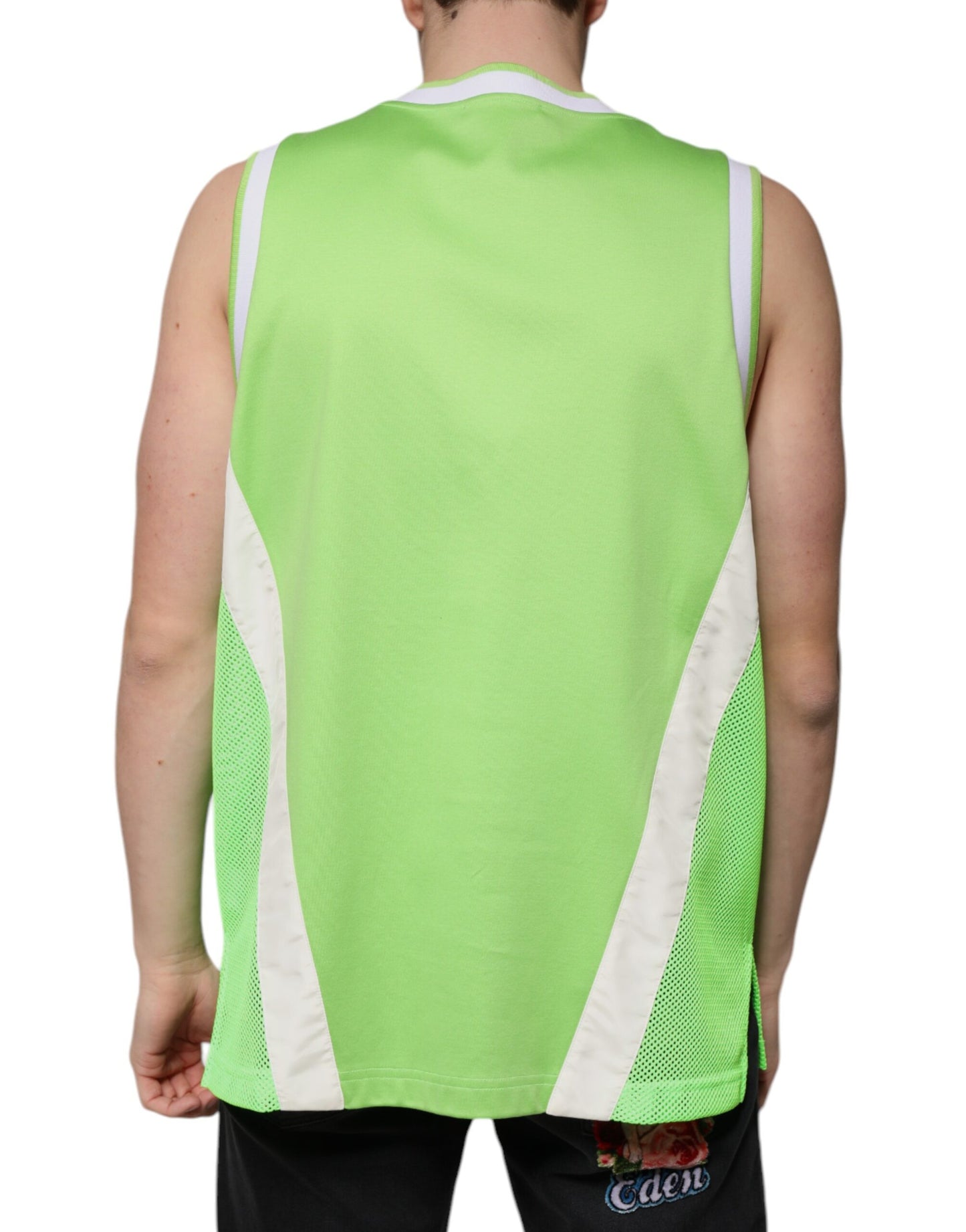 Dolce & Gabbana Green Polyester Jersey Sleeveless T-shirt