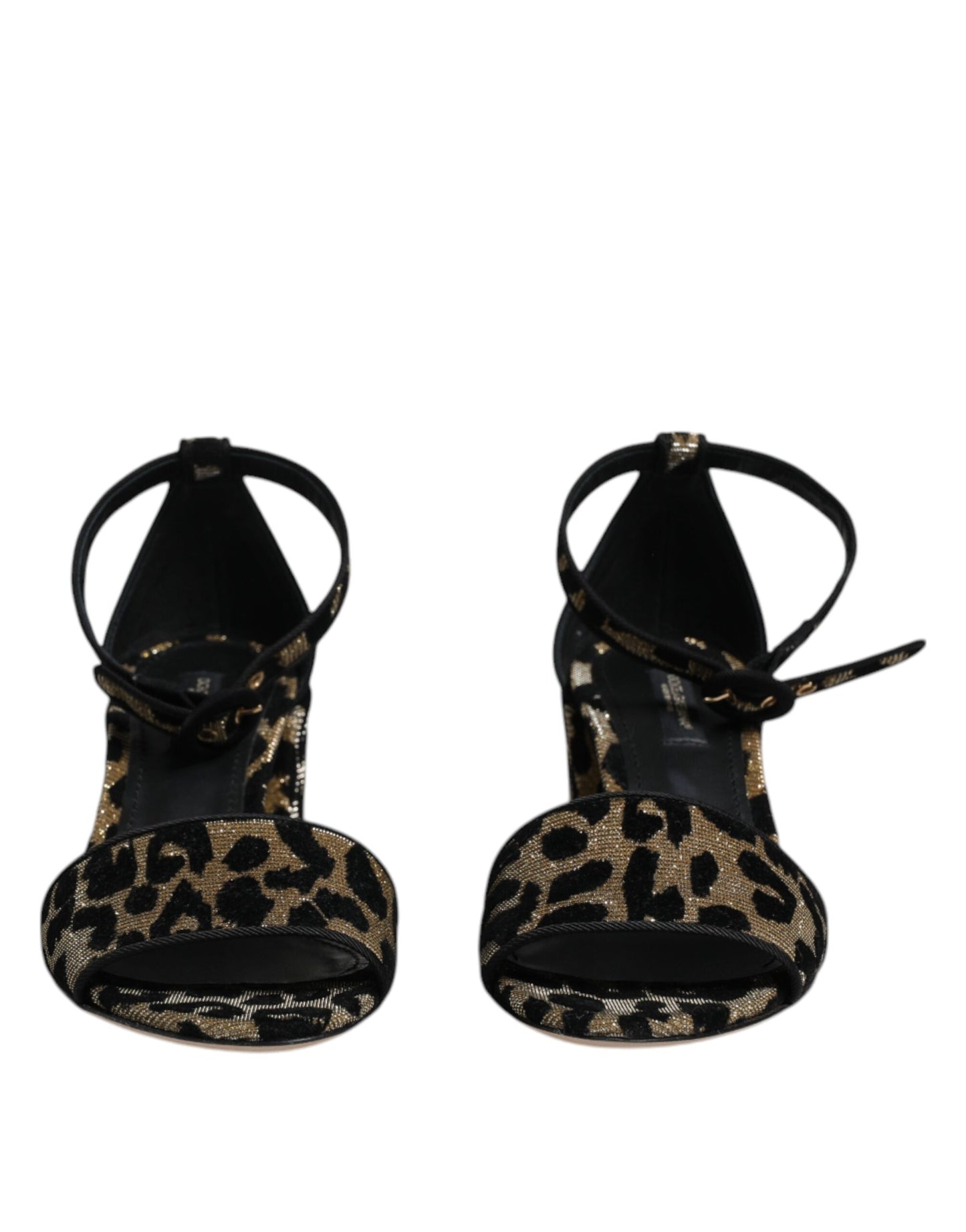 Dolce &amp; Gabbana Gold Leopard Lurex Knöchelriemen Heels Sandalen Schuhe