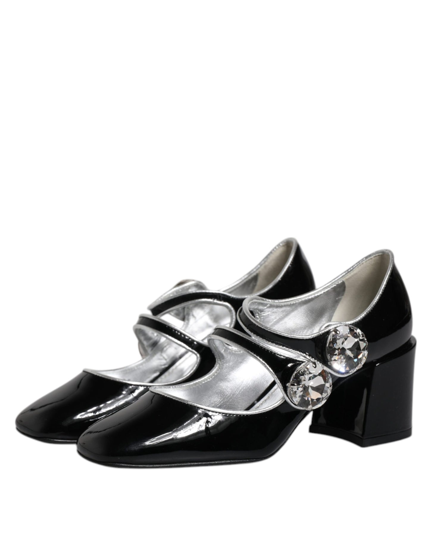 Dolce &amp; Gabbana – Mary-Jane-Pumps aus schwarzem Lackleder mit Kristallen