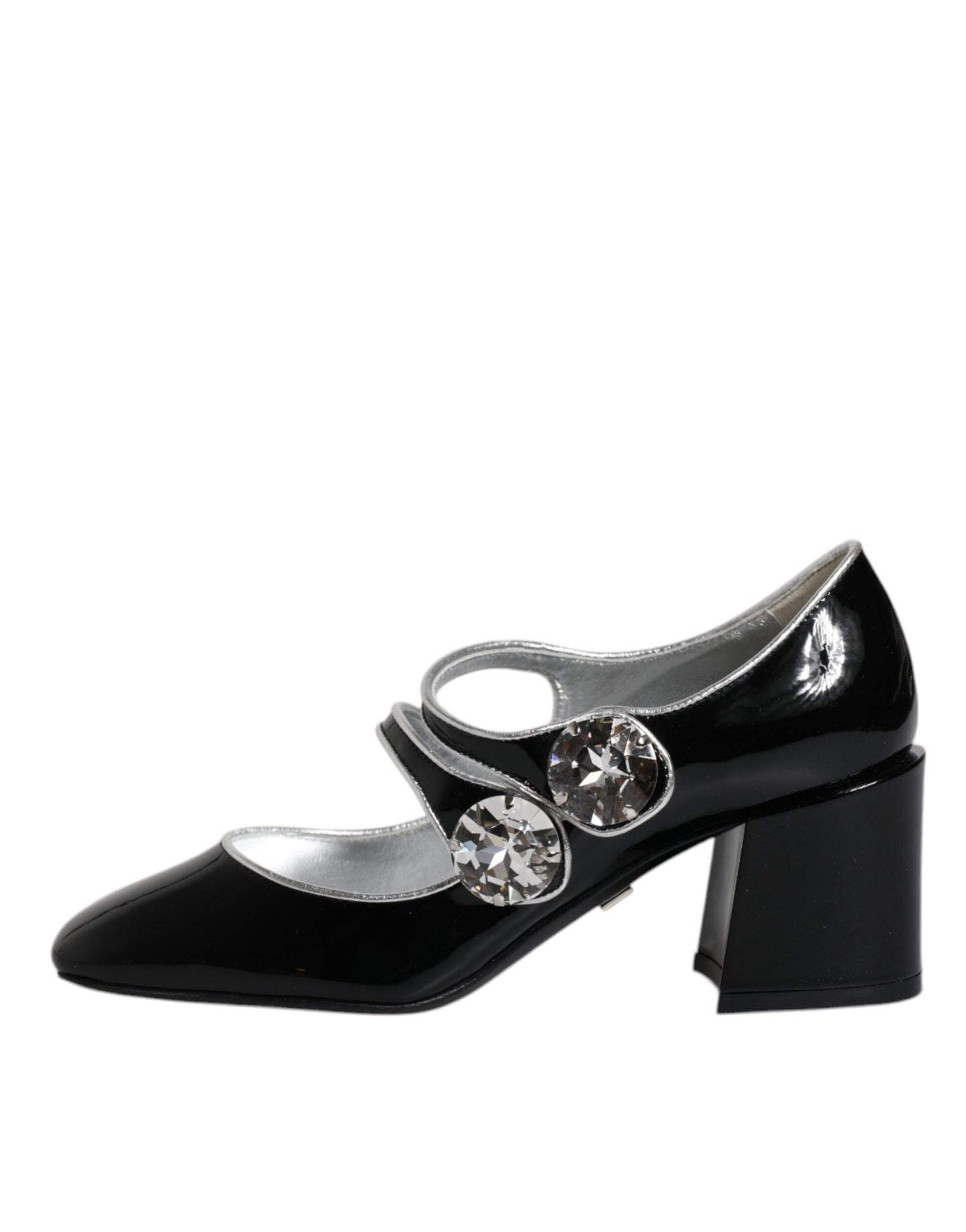 Dolce &amp; Gabbana – Mary-Jane-Pumps aus schwarzem Lackleder mit Kristallen