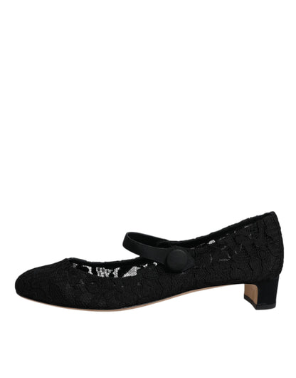 Dolce &amp; Gabbana – Schwarze Mary-Jane-Pumps „Taormina“ aus Spitze