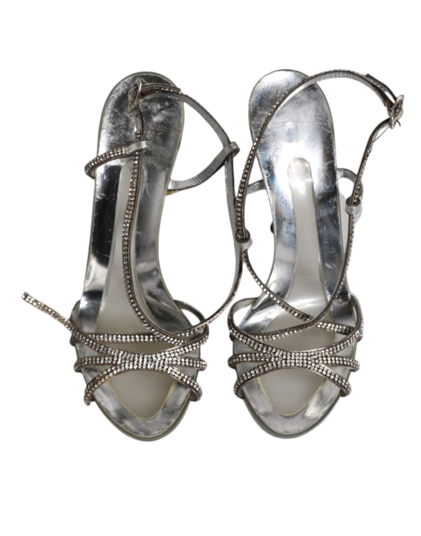 Dolce & Gabbana Silver Crystal Slingback KEIRA Sandals Shoes