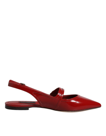 Dolce &amp; Gabbana – Slingback-Sandalen aus rotem Leder