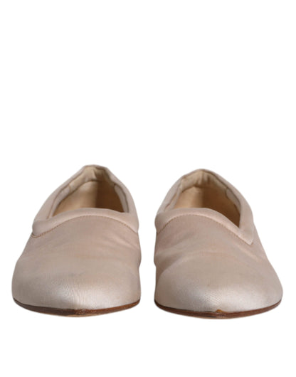 Dolce &amp; Gabbana – Ballerinas zum Hineinschlüpfen aus Stoff in Beige