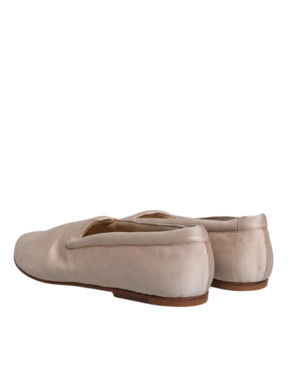 Dolce &amp; Gabbana – Ballerinas zum Hineinschlüpfen aus Stoff in Beige