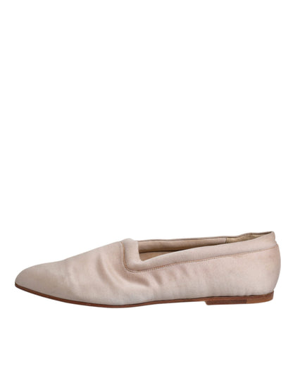 Dolce & Gabbana Beige Fabric Slip On Ballerina Flats Shoes