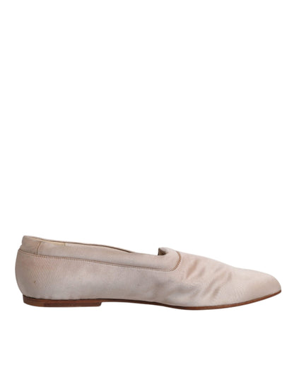 Dolce & Gabbana Beige Fabric Slip On Ballerina Flats Shoes