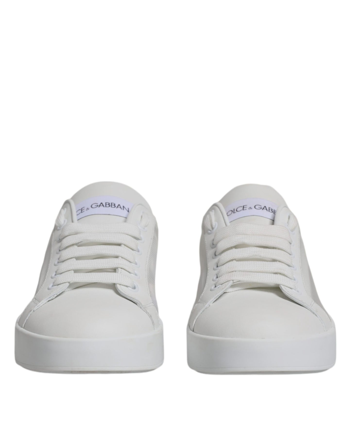 Dolce & Gabbana White Calf Leather Portofino Sneakers Shoes