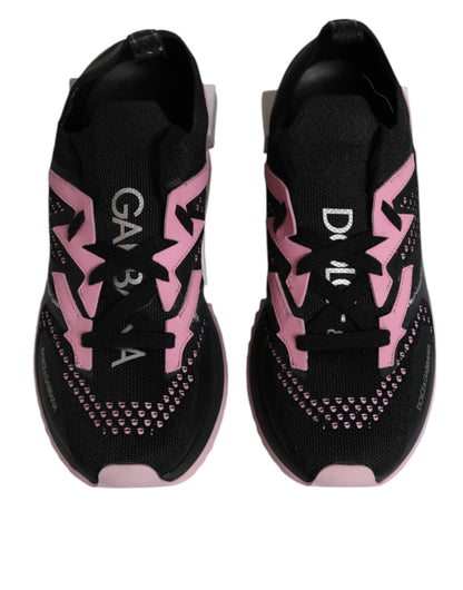 Dolce & Gabbana Black Pink SORRENTO Sport Stretch Sneakers Shoes