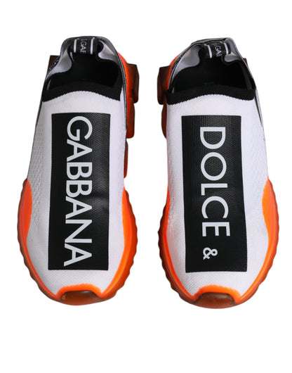 Dolce &amp; Gabbana Sorrento Slipper-Sneakers in Weiß und Orange