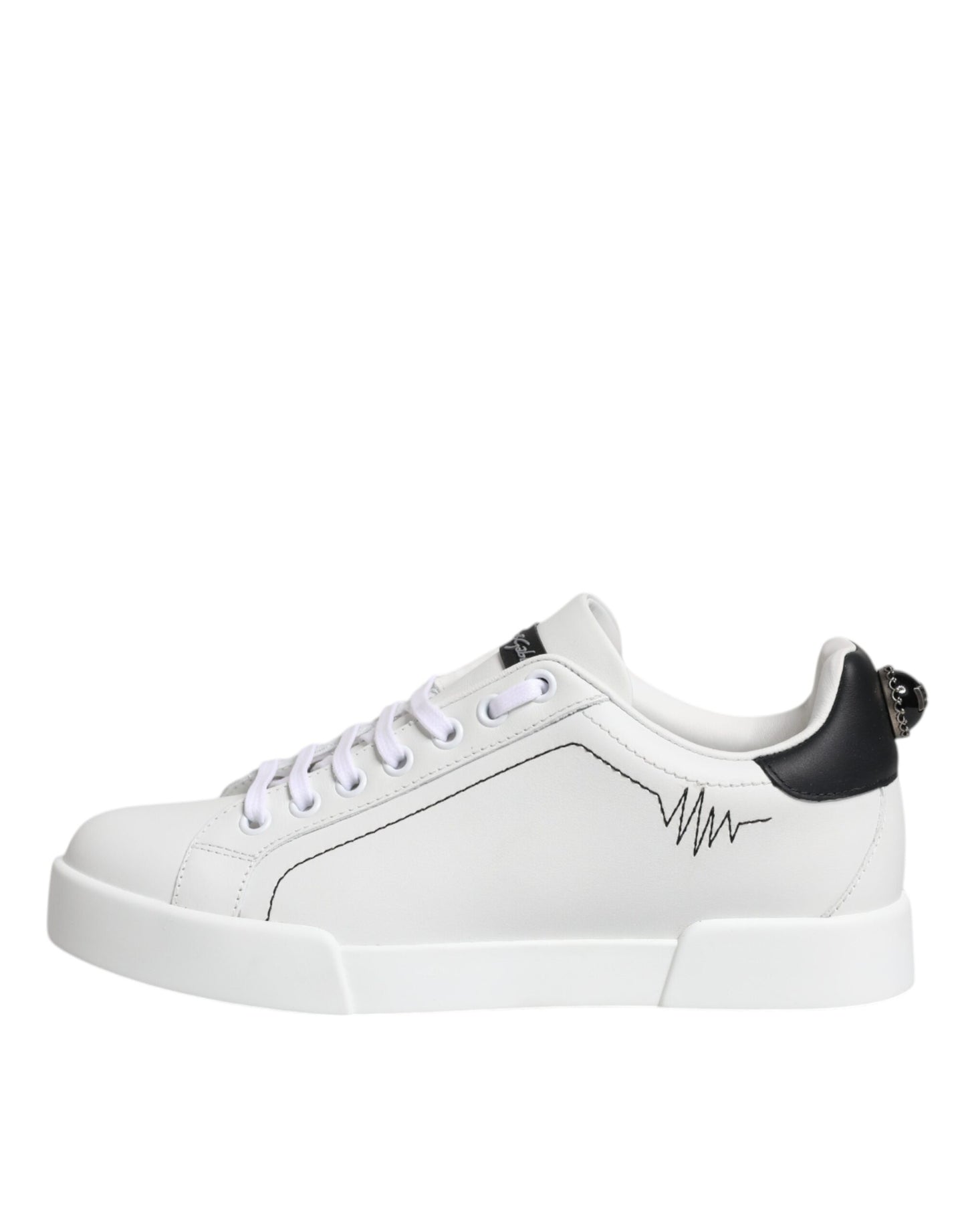 Dolce & Gabbana White Black Portofino Low Top Sneakers Shoes