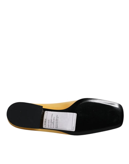 Dolce & Gabbana Yellow Leather Logo Plaque Slip On Mocassin Shoes