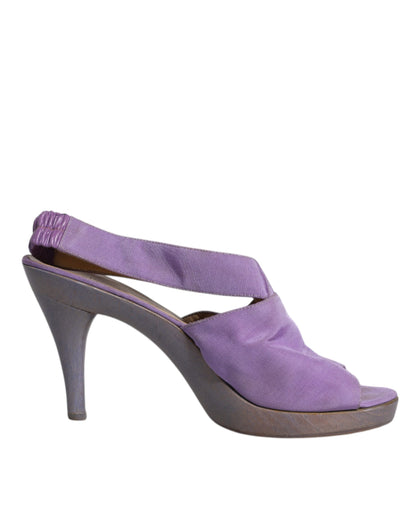 Dolce & Gabbana Purple Platform Slingback Heels Sandals Shoes