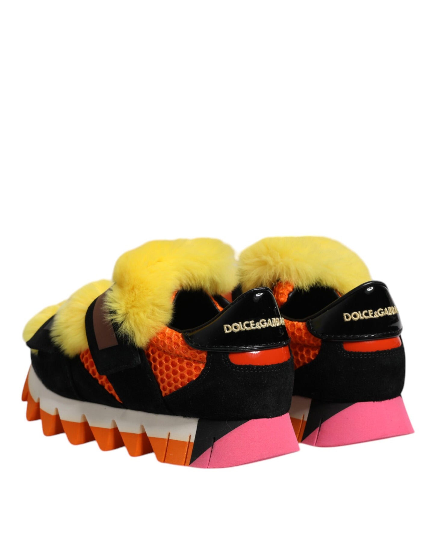 Dolce & Gabbana Multicolor Fur Embellished Sneakers Shoes