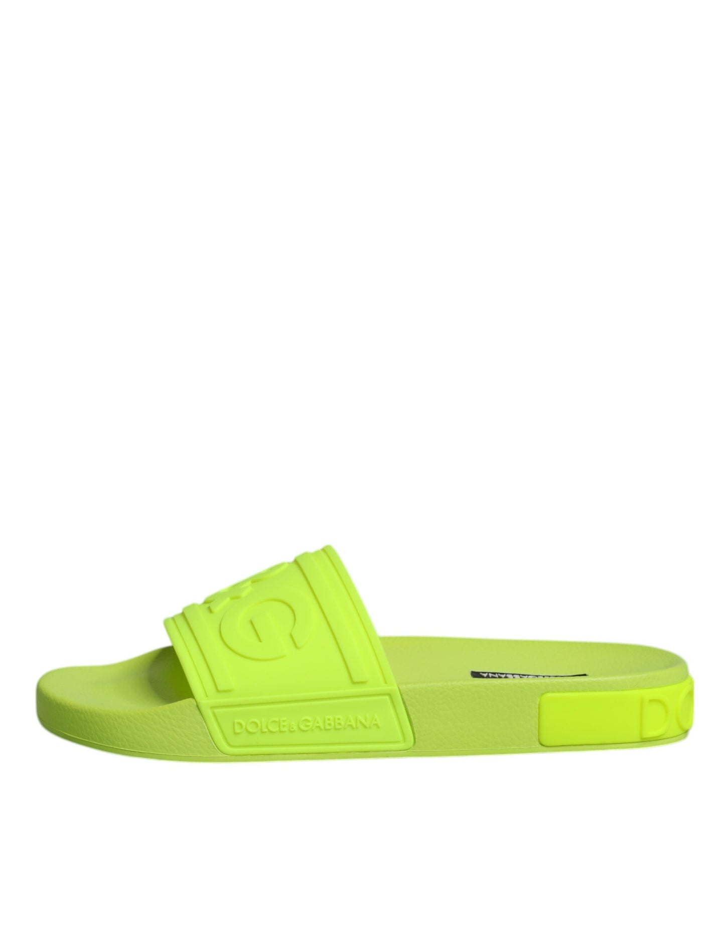 Dolce & Gabbana Green Rubber Slides Sandals Beachwear Shoes