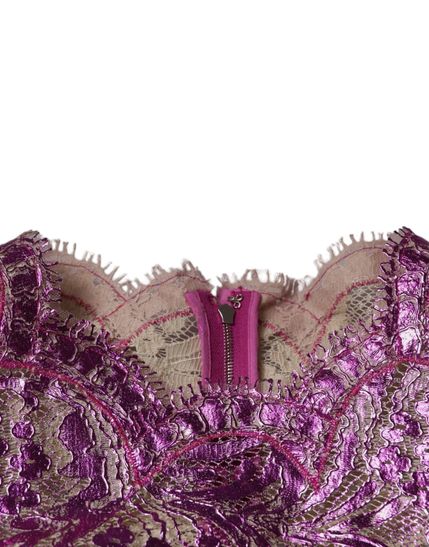 Dolce &amp; Gabbana – Mini-Etuikleid mit Blumenmuster in Metallic-Fuchsia