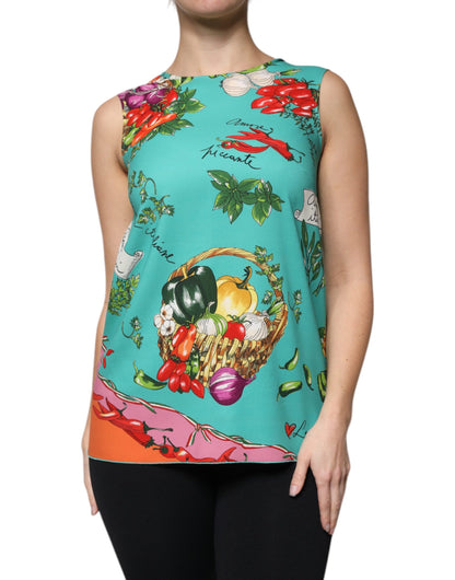 Dolce &amp; Gabbana – Ärmelloses Tanktop mit buntem Gemüse