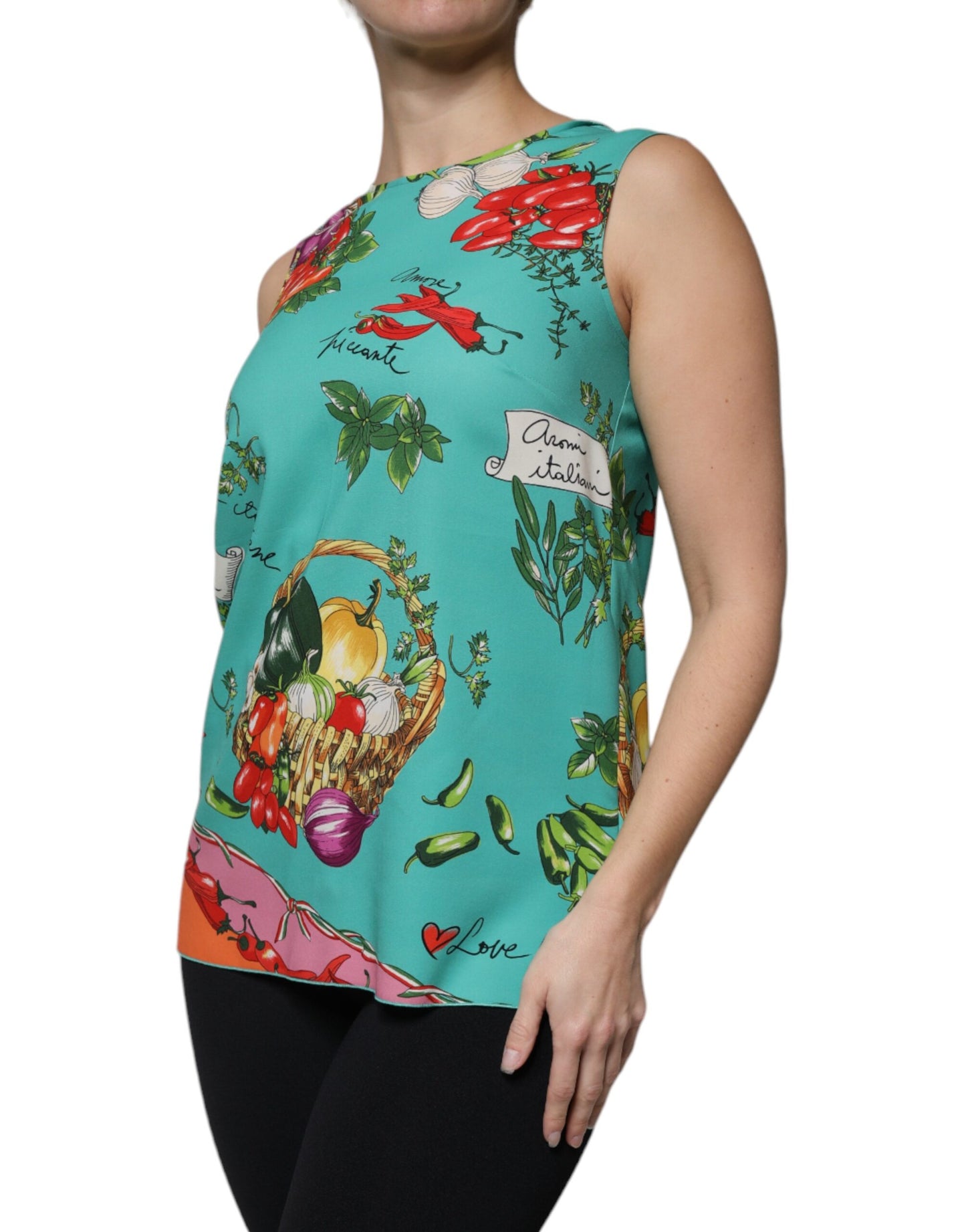 Dolce &amp; Gabbana – Ärmelloses Tanktop mit buntem Gemüse