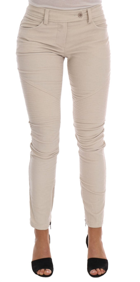 Pantaloni skinny in velluto a coste jeans slim beige