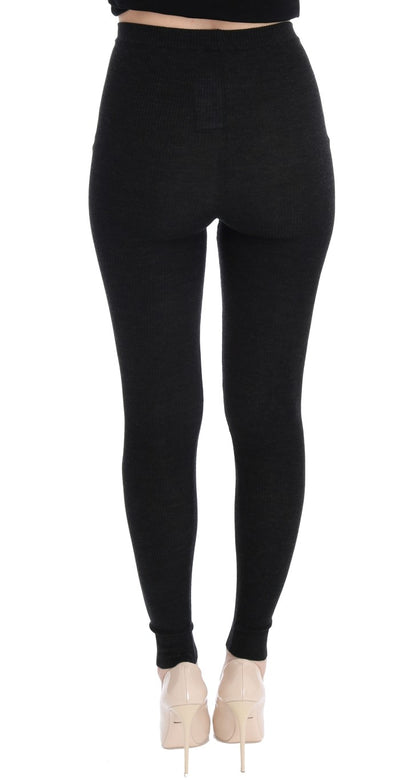 Collants Stretch En Laine Gris