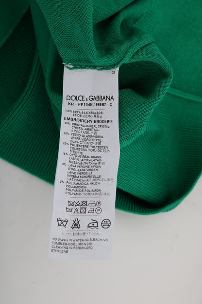 Dolce &amp; Gabbana – Verzierter Pullover aus grüner Seide